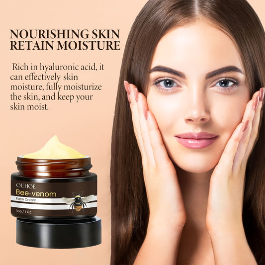 6pcs Bee Venom Firm Face Cream, Contains Hyaluronic Acid Niacinamide, Moisturize Tighten Facial Light Beige, Leaving Light Beige Smooth Radiant, for Face Eye Light Beige Neck, for All Light Beige Types, Light Beige Care Beauty Gift, Perfect Christmas